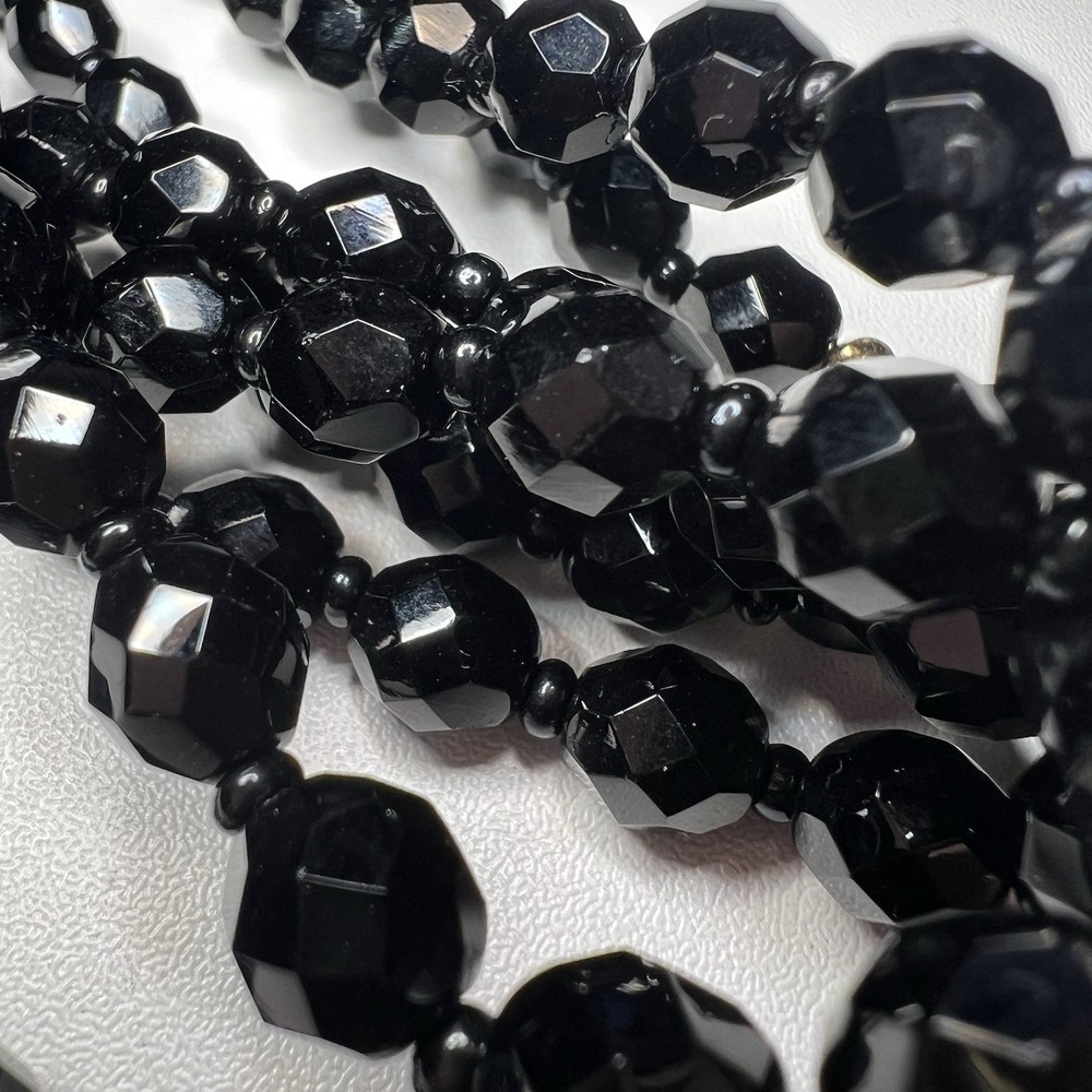 Vintage Faceted‎ Black Beaded Necklace